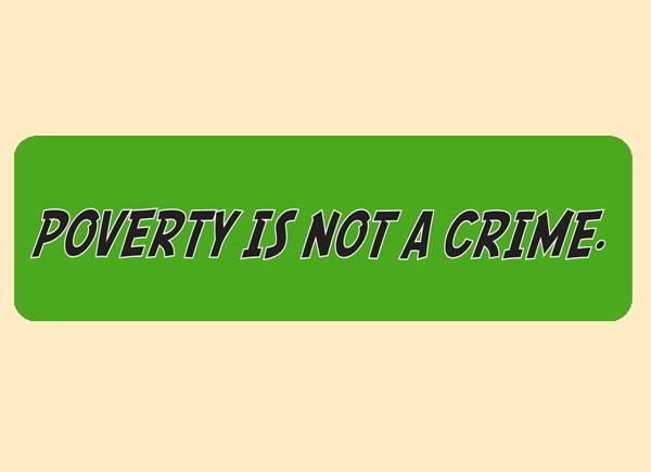 JR443 Starshine Arts"Poverty Is Not A Crime" Mini Bumper Sticker