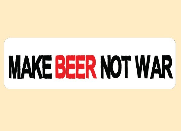 JR514 Starshine Arts"Make Beer Not War" Mini Bumper Sticker