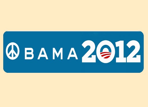 JR523 Starshine Arts"Obama 2012" Mini Bumper Sticker