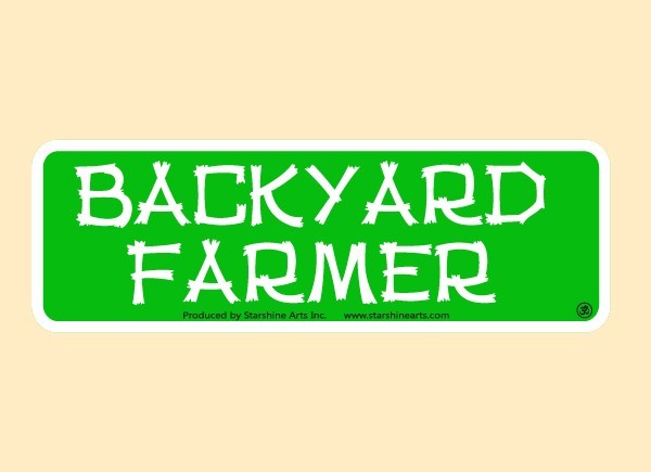 JR530 Starshine Arts "Backyard Farmer" Mini Bumper Sticker