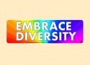 JR543 Starshine Arts "Embrace Diversity" Mini Bumper Sticker