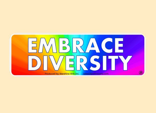 JR543 Starshine Arts "Embrace Diversity" Mini Bumper Sticker