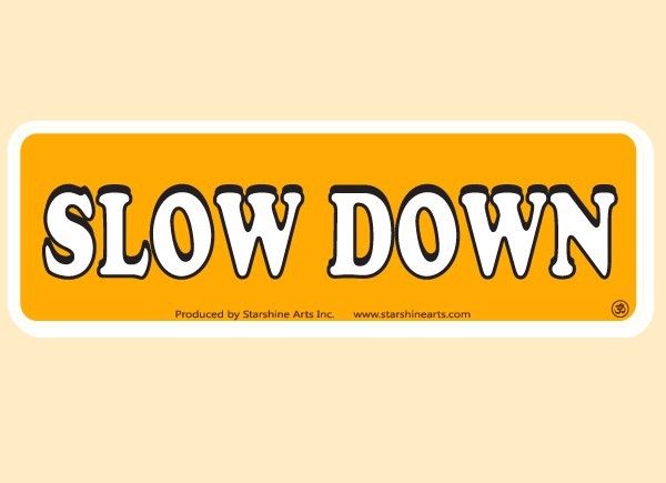 JR569 Starshine Arts "Slow Down" Mini Bumper Sticker