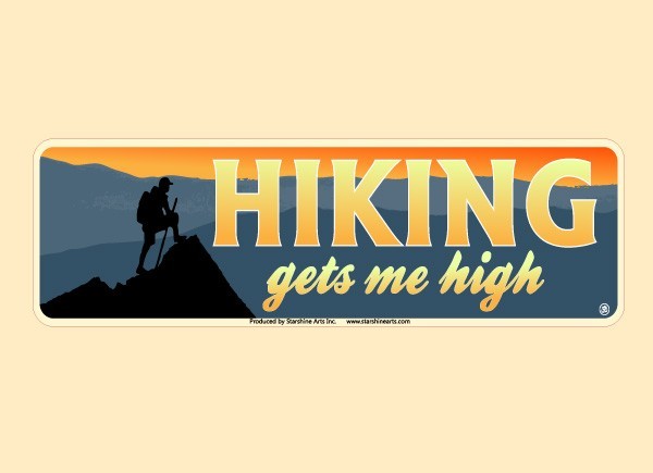 PC475 Starshine Arts "Hiking Gets Me High" Bumper Sticker