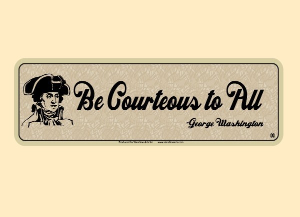 JR540 Starshine Arts "Be Courteous To All" Mini Bumper Sticker