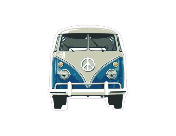 SKY933 Starshine Arts 3" VW Bus Blue"  Sticker