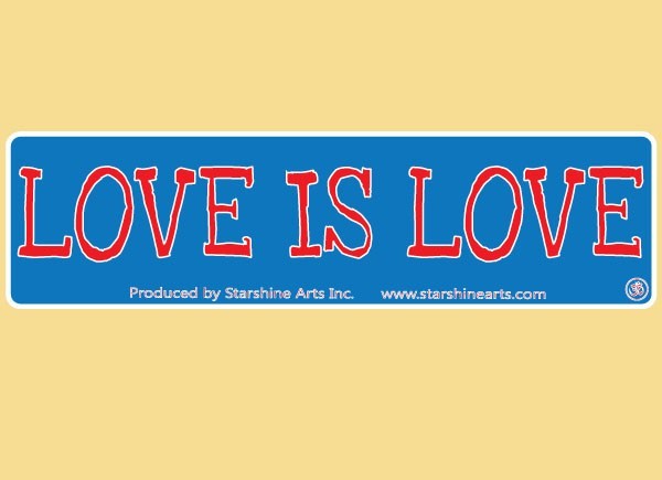 JR623 Starshine Arts "Love Is Love" Mini Bumper Sticker