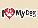 JR621  Starshine Arts "Love My Dog"  Mini Bumper Sticker