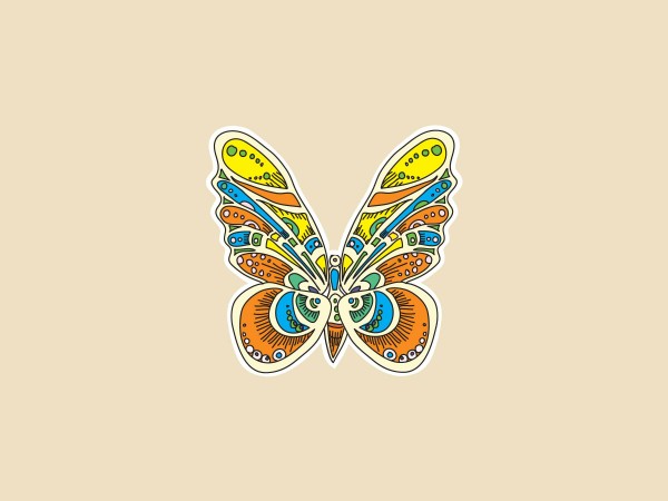 SKY973 Starshine Arts 3" "70s Butterfly"  Sticker