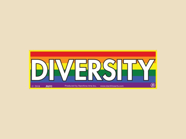JR690  Starshine Arts "Diversity Flag"  Mini Bumper Sticker