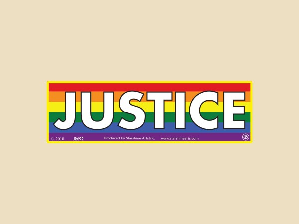 JR692  Starshine Arts "Justice Flag"  Mini Bumper Sticker